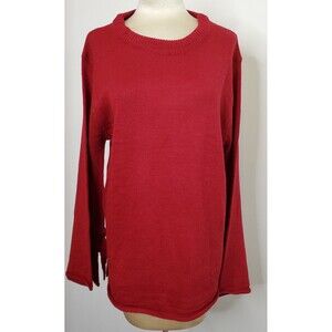 Audrey Lane Pullover Sweater Red 2X Bell Sleeve w Bows Casual Stretch Relaxed